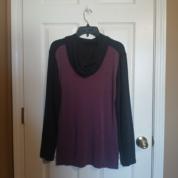 Smartwool Merino Wool Thermal Base Layer Pullover Hoodie Men Purple Grey Size M - Picture 3 of 7